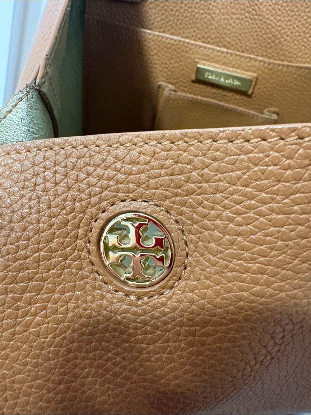 Tory Burch Pebbled Leather Tote in Cognac - Picture 4 of 6